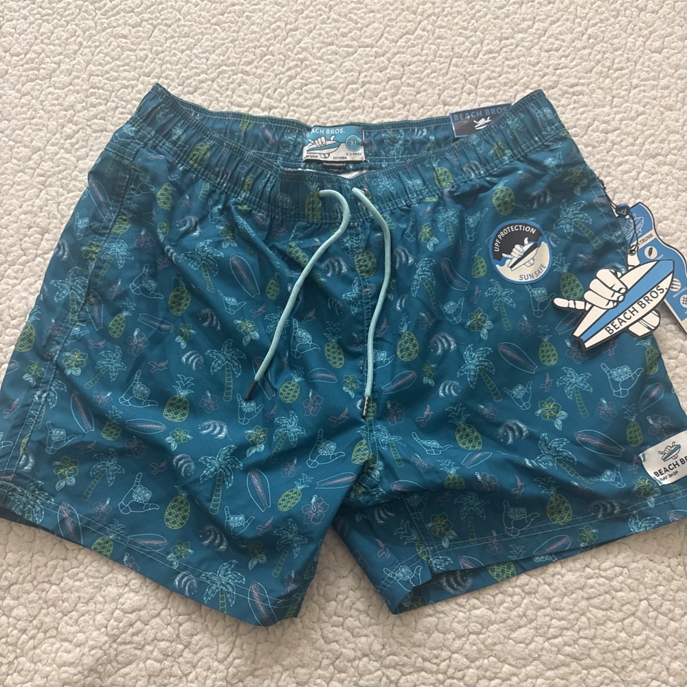 NEW Beach Bros Swim Trunks Mens XL  Surf Board Shorts Mesh Lined Drawstring NWT